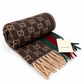 Gucci Monogram Brown Cashmere & Wool Scarf with Green & Red Web Stripe
