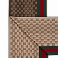 Gucci Monogram Brown Cashmere & Wool Scarf with Green & Red Web Stripe