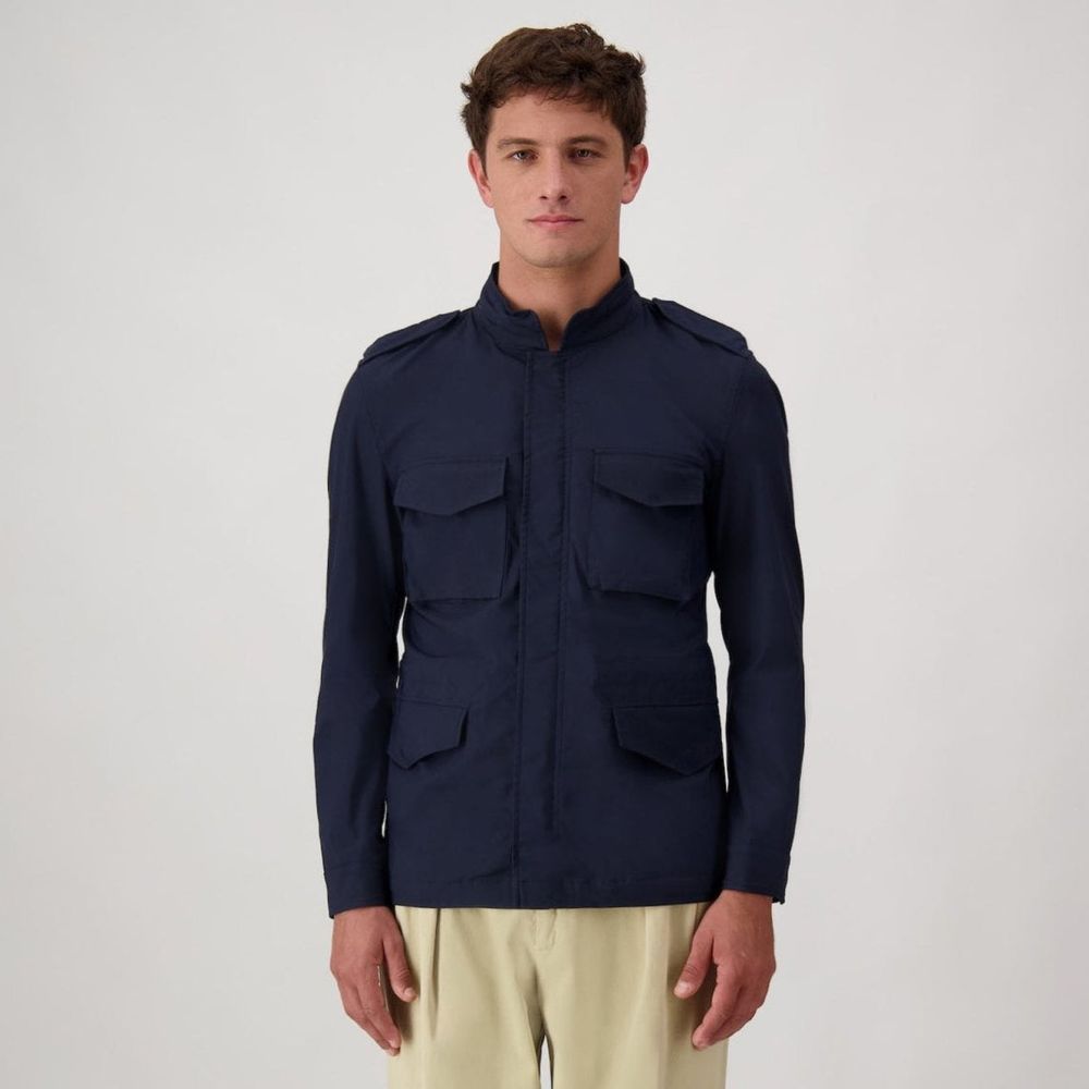 Autore Navy Blue Cotton Shell Jacket