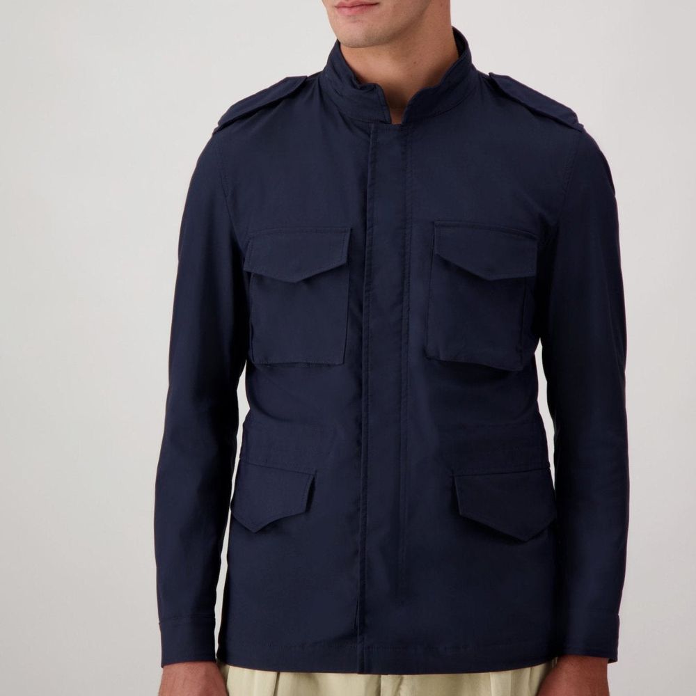 Autore Navy Blue Cotton Shell Jacket