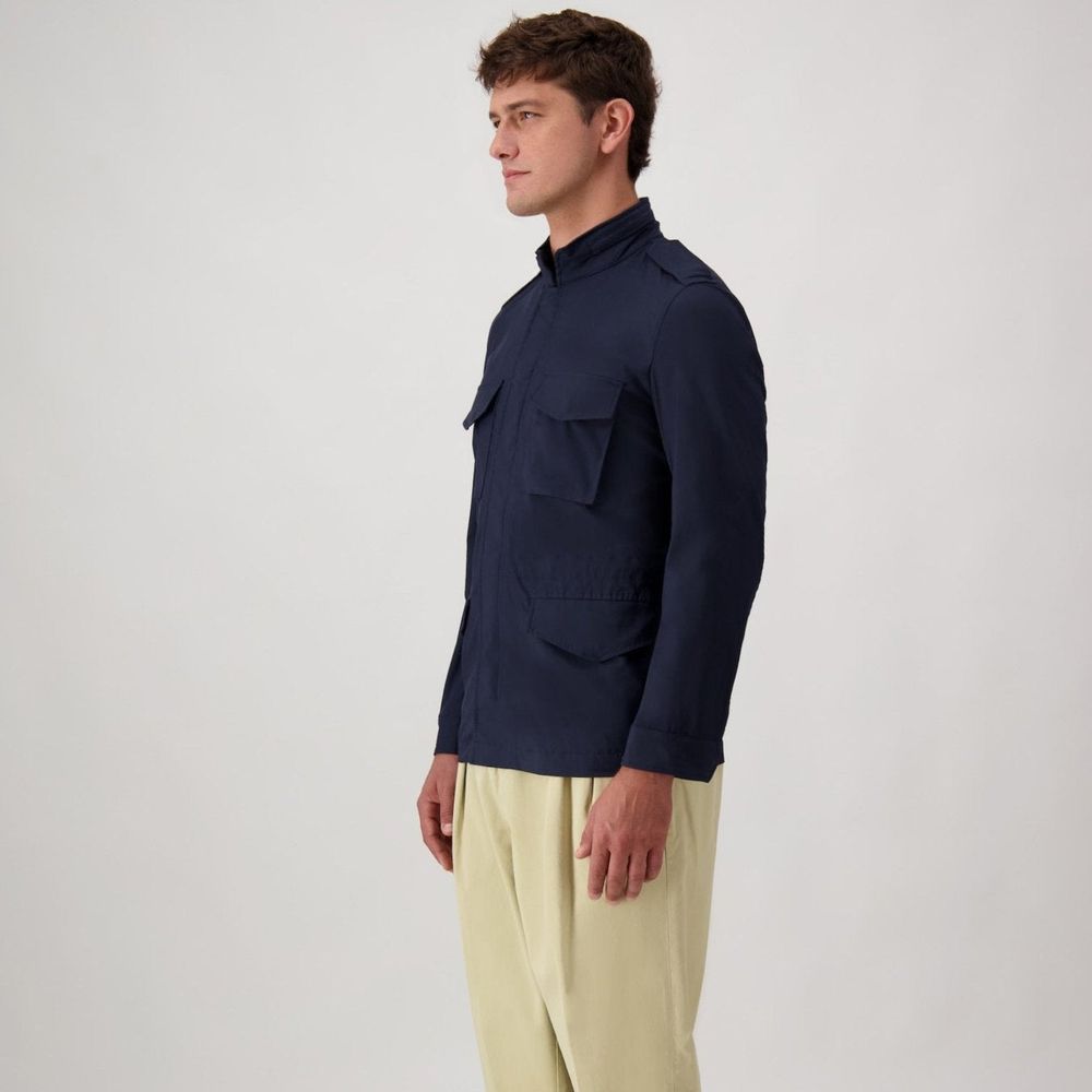 Autore Navy Blue Cotton Shell Jacket