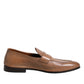 Brunello Cucinelli Brown Leather Slip-On Loafers
