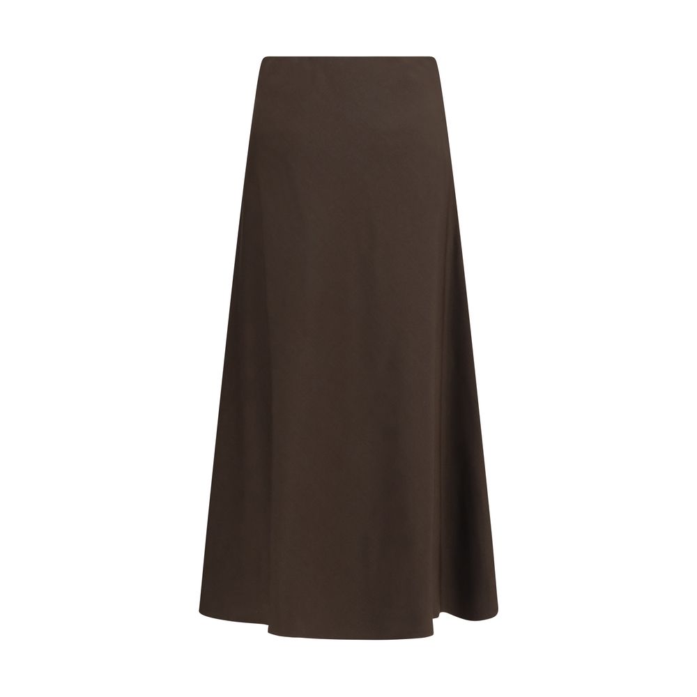 Brunello Cucinelli Brown Wool Oves Aries Midi Skirt