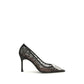 Amina Muaddi Black Fabric High Heel Pumps