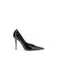 Amina Muaddi Black Calf Leather Bos Taurus High Heel Pumps