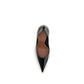 Amina Muaddi Black Calf Leather Bos Taurus High Heel Pumps
