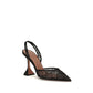 Amina Muaddi Black Fabric Stiletto Heel Sandals