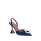 Amina Muaddi Blue Velvet Sandals