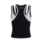 Marine Serre Black Organic Cotton Sleeveles T-Shirt