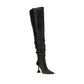 Amina Muaddi Black Calf Leather Bos Taurus Over The Knee