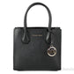 Michael Kors Mercer Medium Leather Messenger Crossbody Handbag (Black Solid)