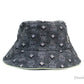 MCM Visetos Dark Grey Recycled Polyamide Cotton Blend Monogram Logo Bucket Hat