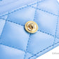Versace Mini Medusa DV Blue Quilted Smooth Nappa Leather Card Case Wallet