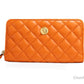 Versace Large Dark Orange Quilted Smooth Leather Continental Clutch Zip Wallet