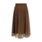 Brunello Cucinelli Brown Silk Midi Skirt