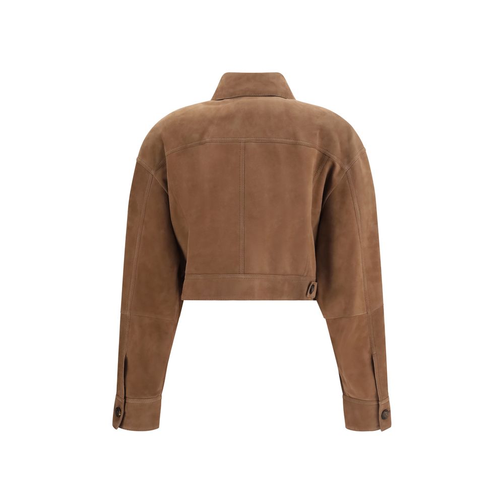 Brunello Cucinelli Brown Calf Leather Bos Taurus Leather Jacket