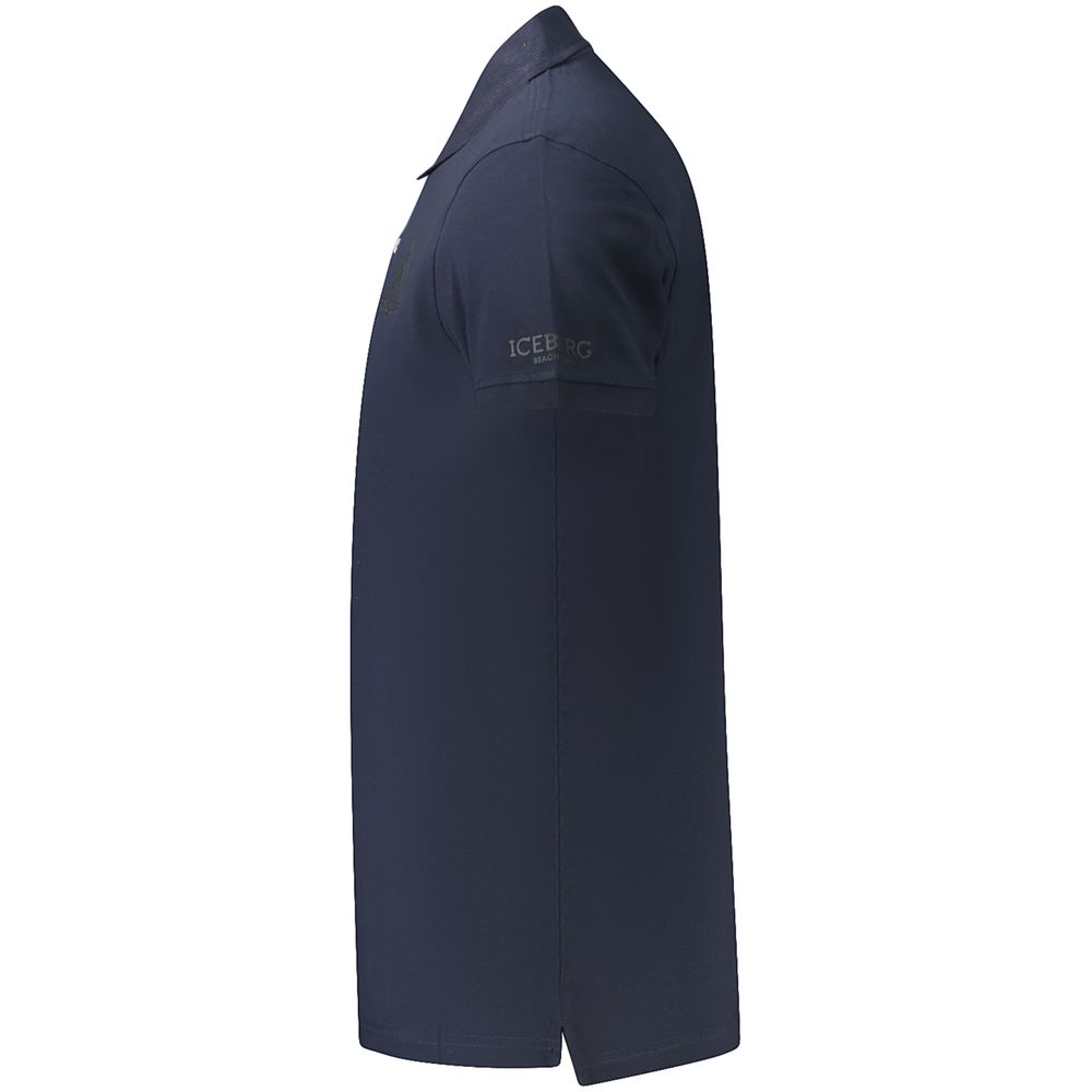 Iceberg Blue Cotton Mens Polo Shirt