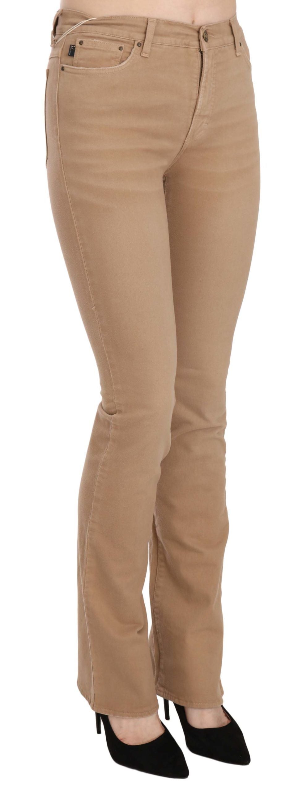 Schicke, braune Skinny-Hose mit mittlerer Taille