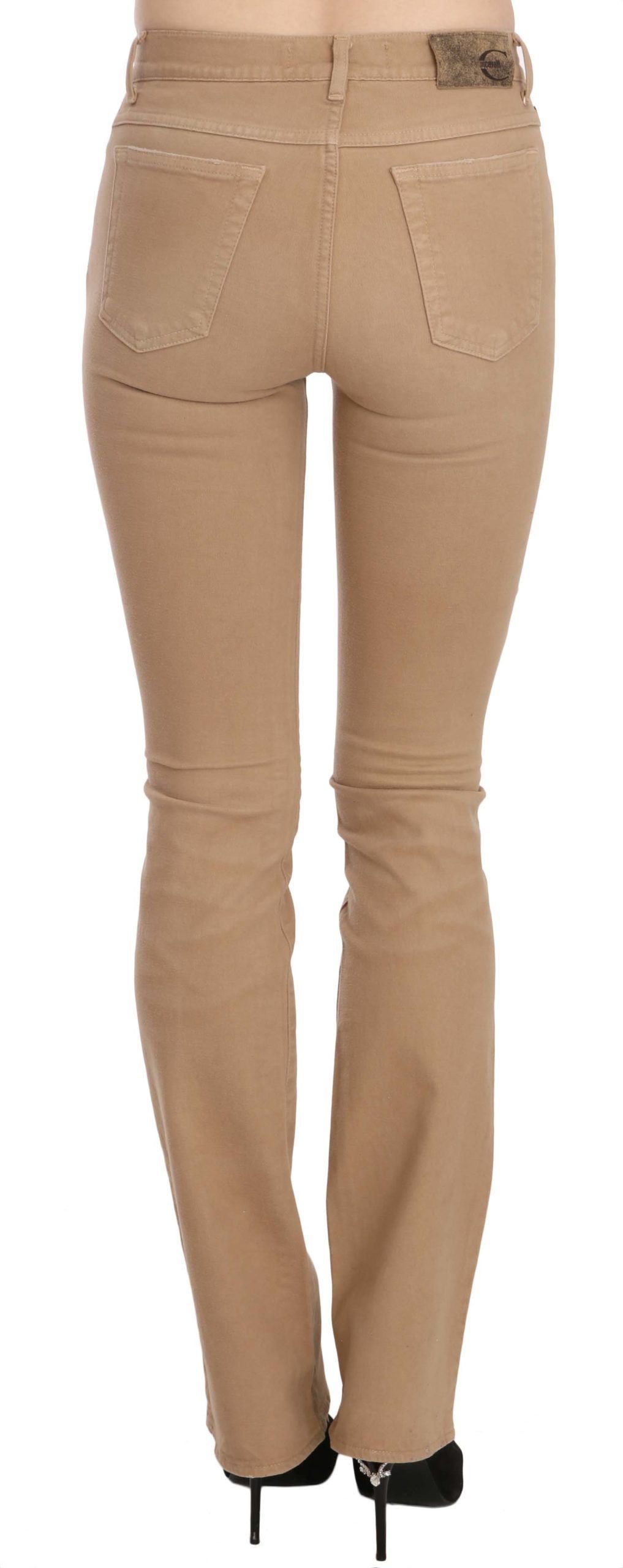 Schicke, braune Skinny-Hose mit mittlerer Taille