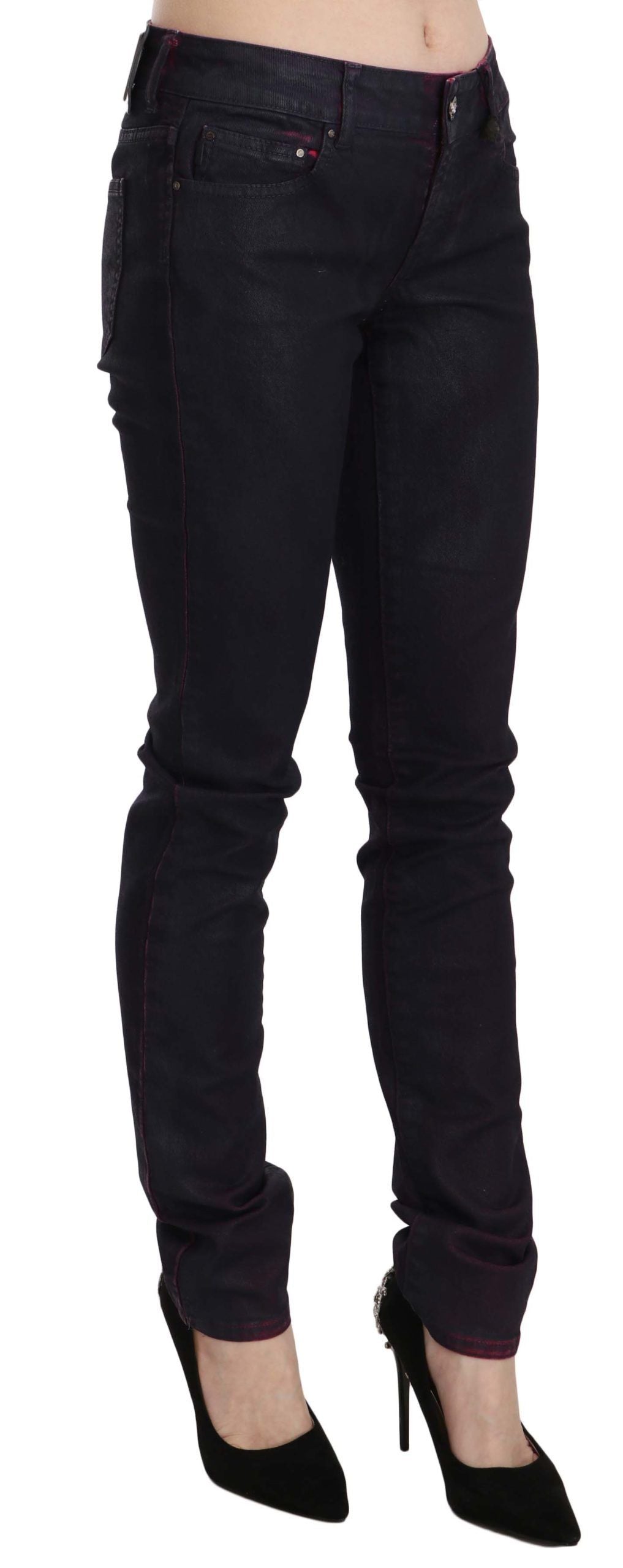 Schicker schwarzer Skinny-Jeansstoff mit niedriger Taille