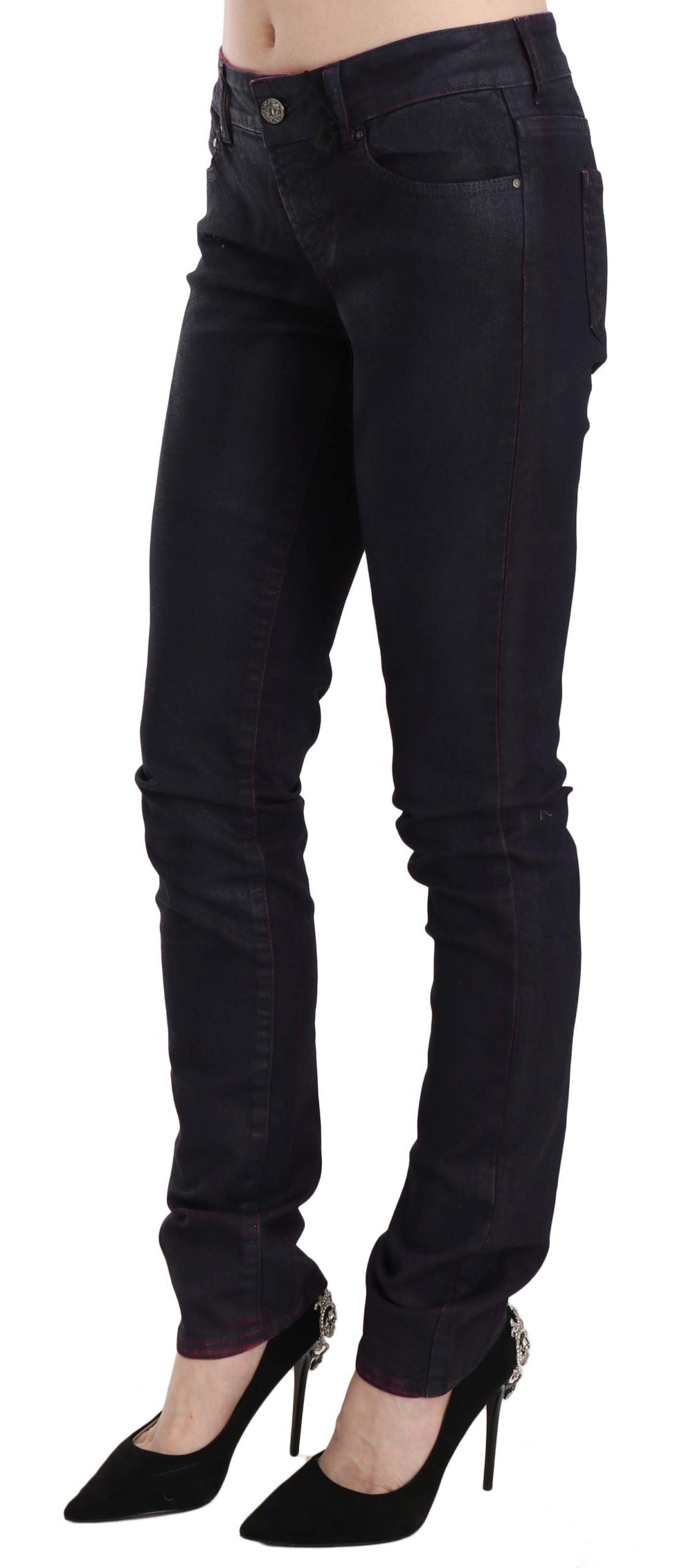 Schicker schwarzer Skinny-Jeansstoff mit niedriger Taille