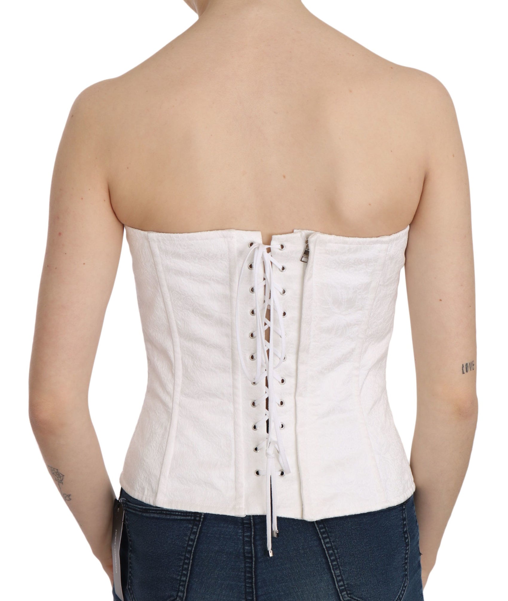 Elegante corsetto bianco senza spalline