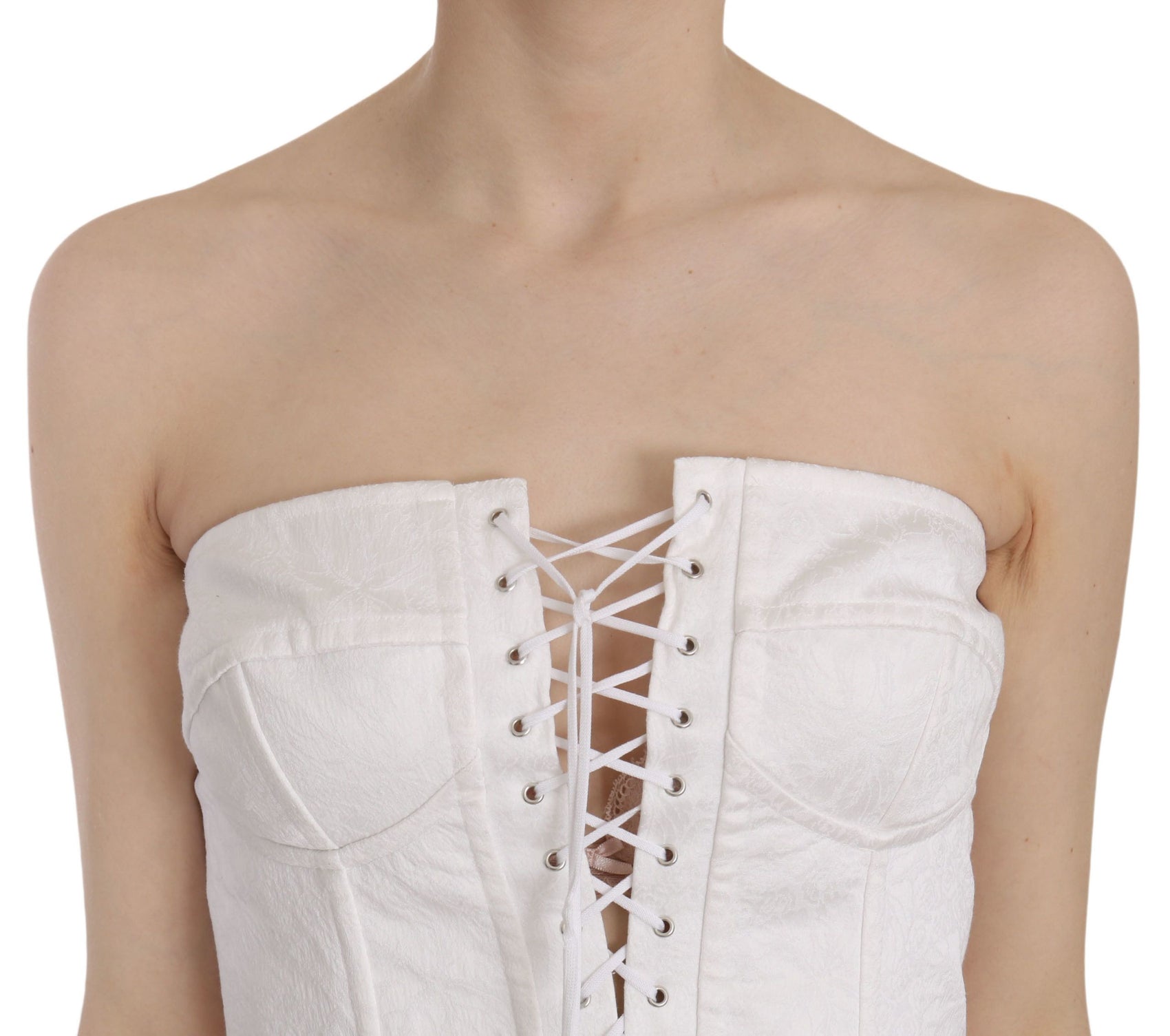 Elegante corsetto bianco senza spalline