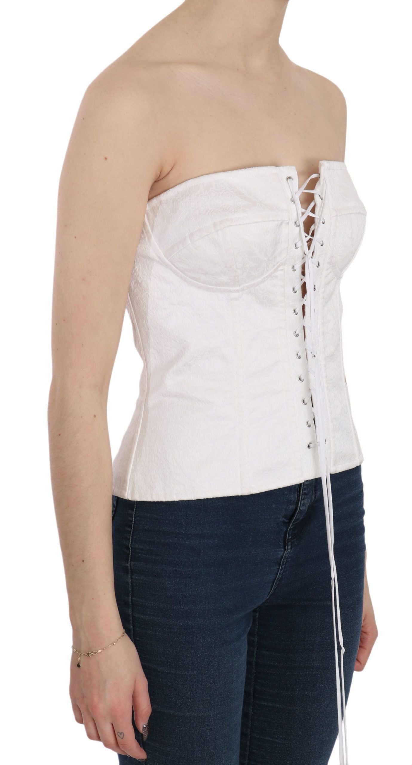 Elegante corsetto bianco senza spalline