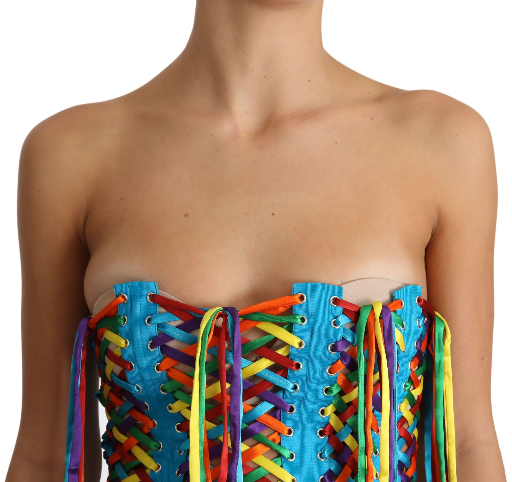 Top corsetto bustier senza spalline multicolore