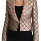 Glittering Gold Floral Sequined Blazer Jacket