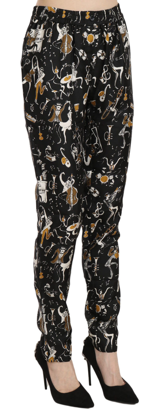 Pantaloni eleganti in seta affusolati a vita alta