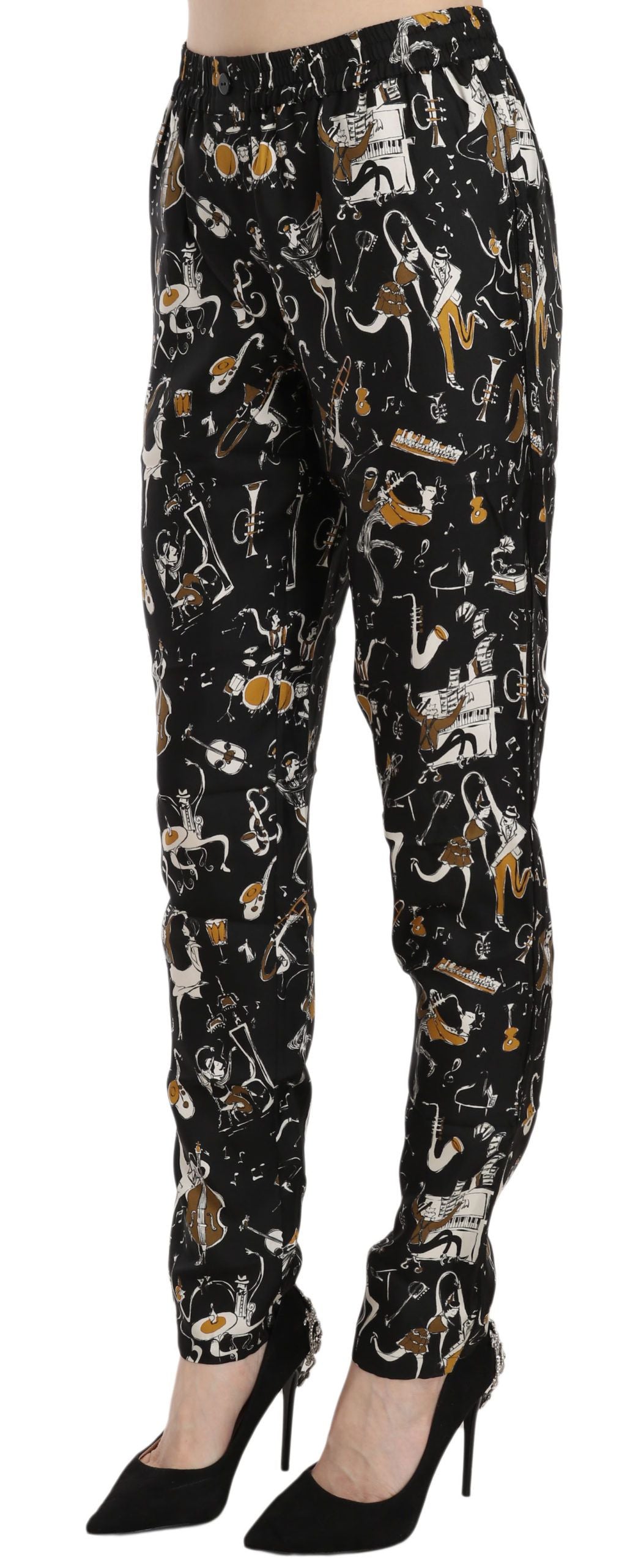 Elegante High Waist Tapered Seidenhose