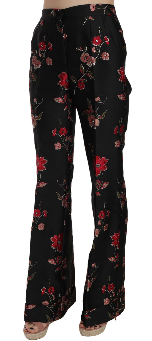 Pantaloni eleganti con stampa floreale a taglio svasato