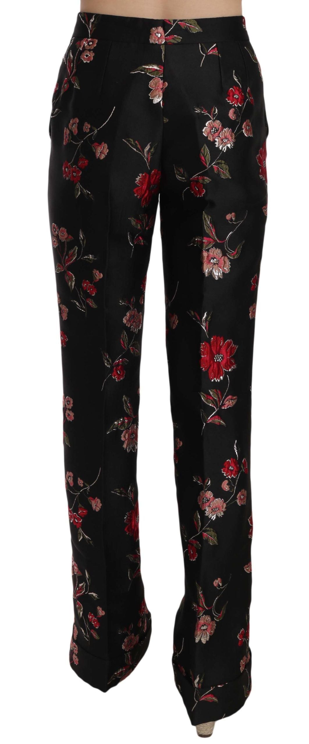 Pantaloni eleganti con stampa floreale a taglio svasato