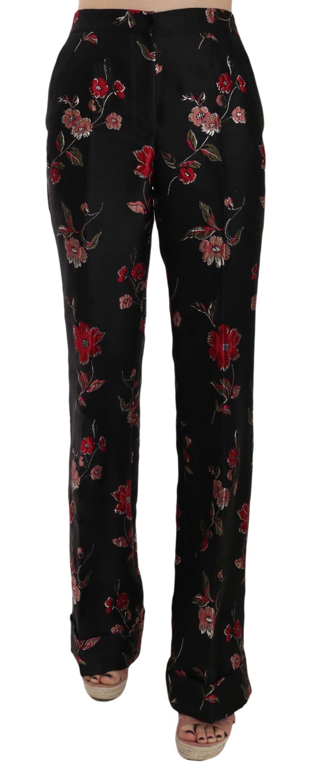 Pantaloni eleganti con stampa floreale a taglio svasato