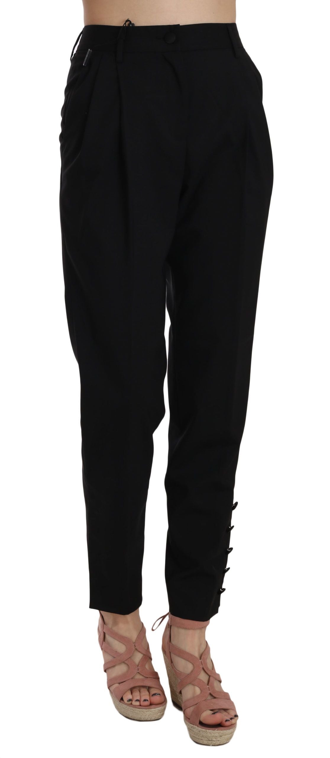 Elegante schwarze Bundfaltenhose