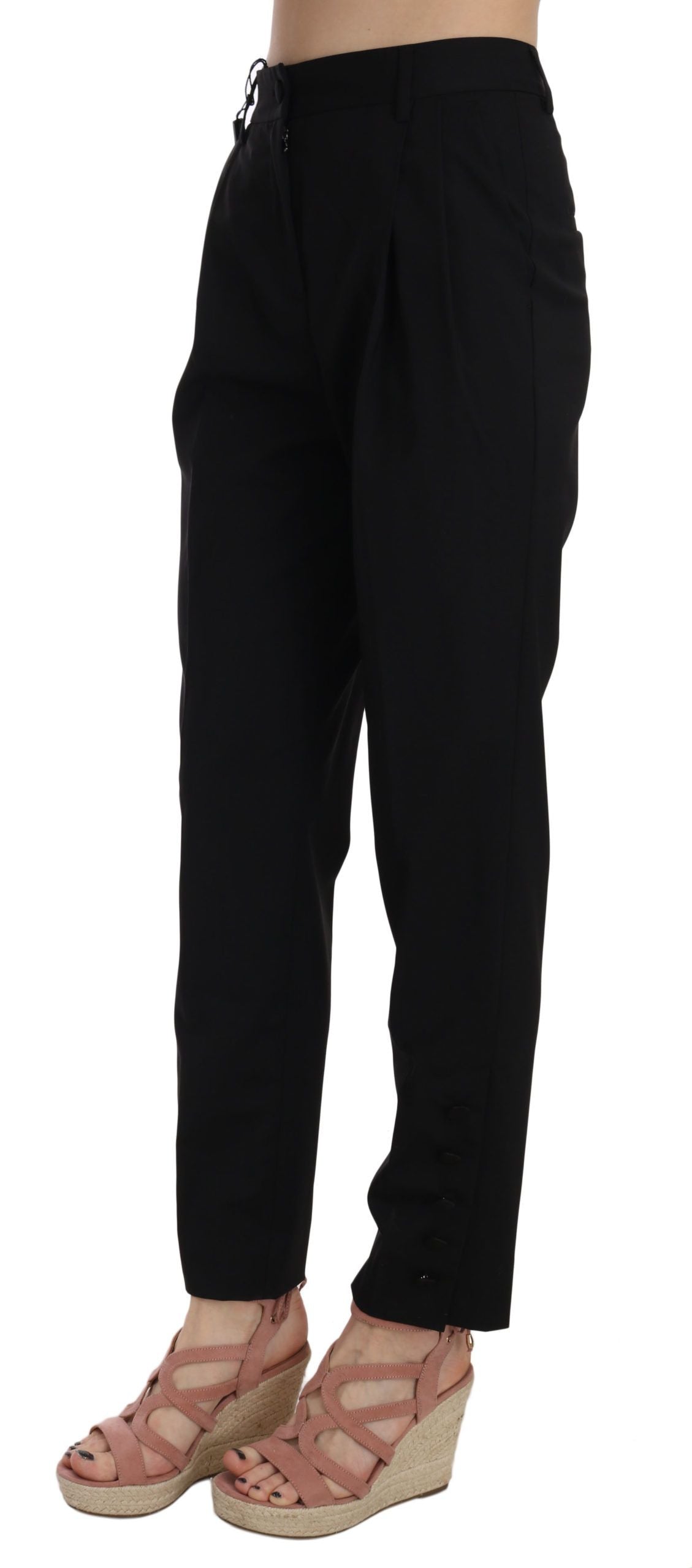 Elegante schwarze Bundfaltenhose