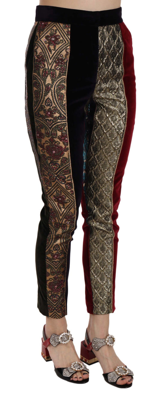 Eleganti pantaloni cropped jacquard multicolor
