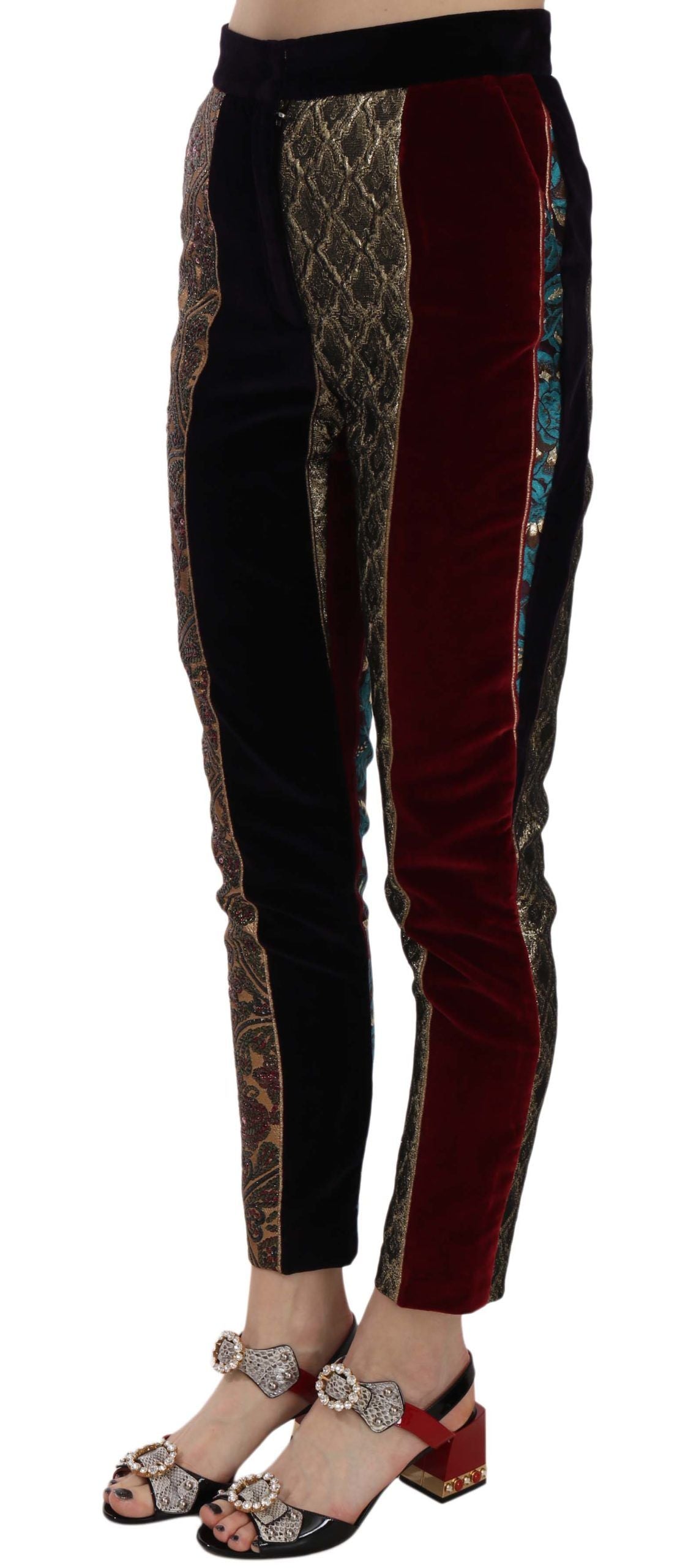 Elegante mehrfarbige Cropped-Hose aus Jacquard