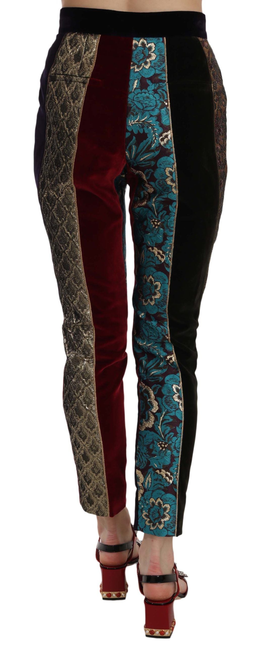 Elegante mehrfarbige Cropped-Hose aus Jacquard