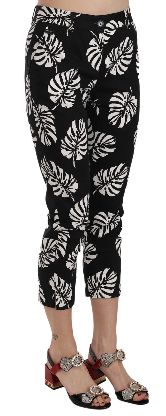 Capri skinny elegante con stampa di palme