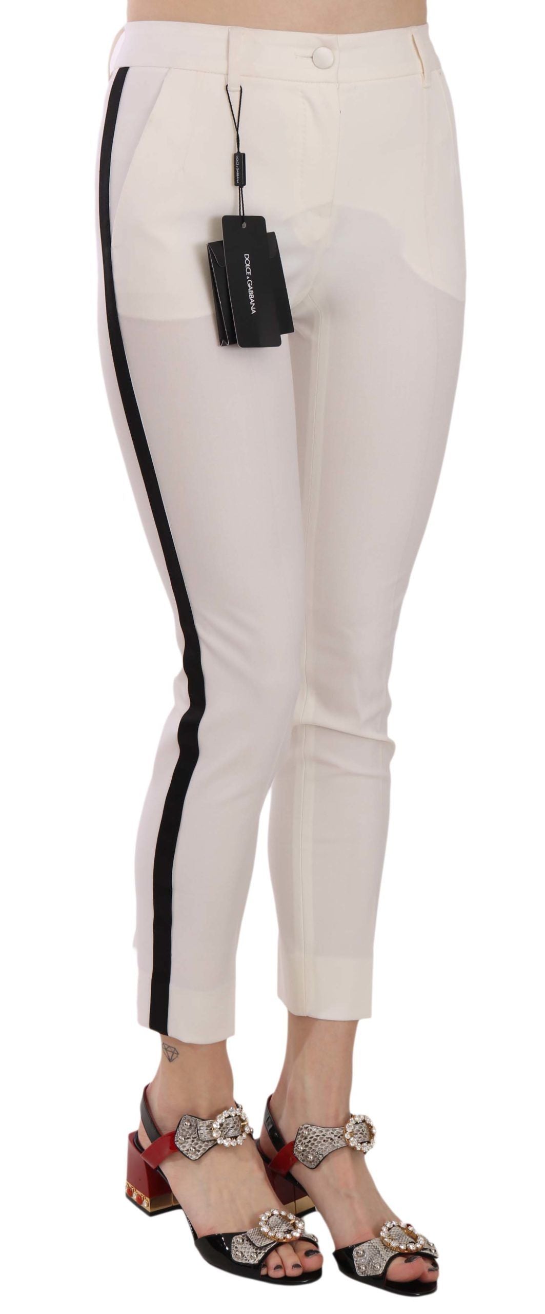 Elegant Side Stripe Cropped Wool Trousers