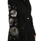 Elegant Black Beaded Parka Jacket for Women