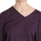 Elegant Purple V-Neck Wool Blouse