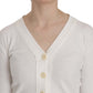 Elegant White V-Neck Cropped Cardigan Blouse