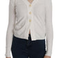 Elegant White V-Neck Cropped Cardigan Blouse