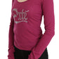 Elegant Pink Crystal Embellished Long Sleeve Top