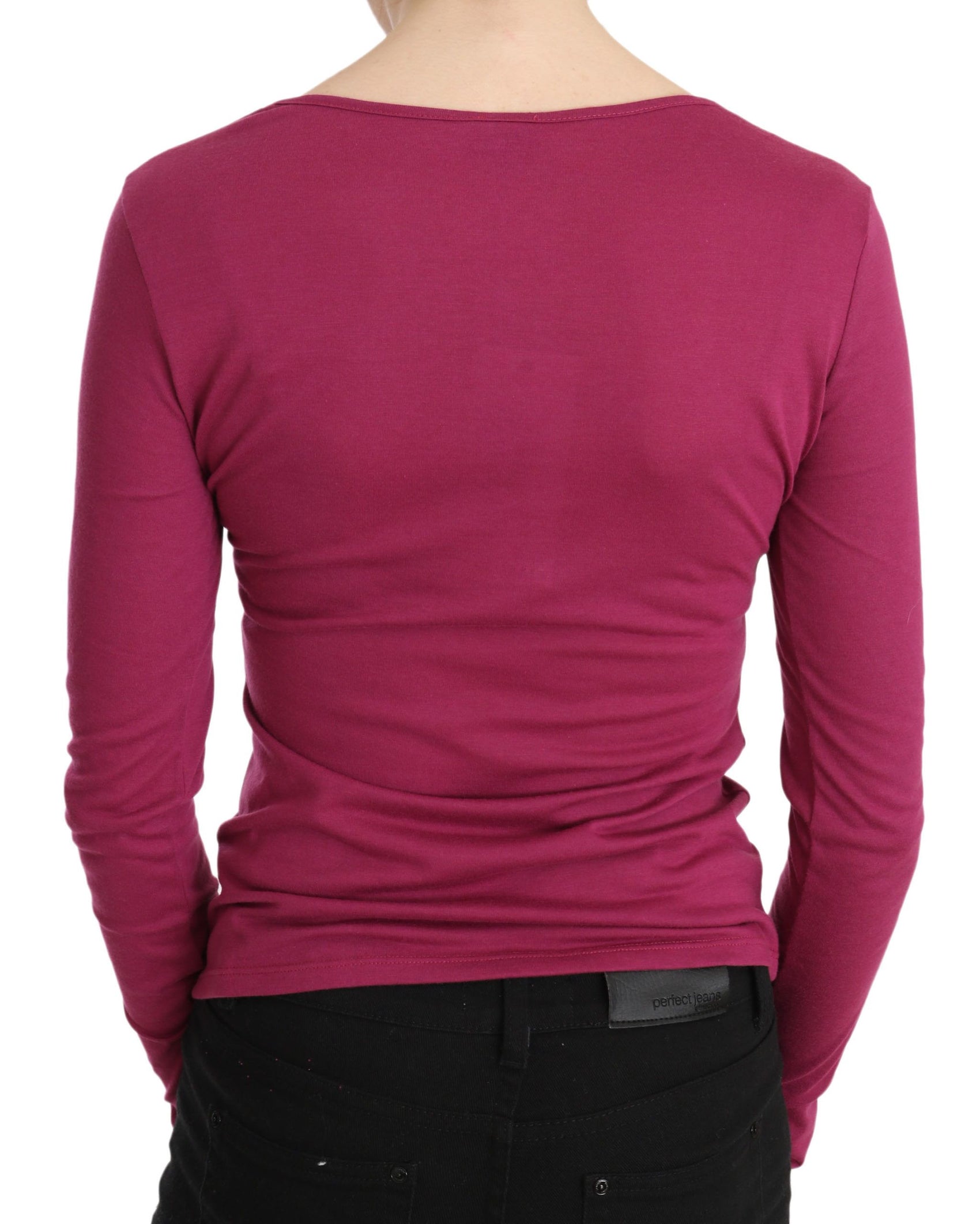 Elegantes rosa Langarmtop mit Kristallverzierung