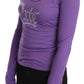 Elegant Purple Crystal Embellished Long Sleeve Top