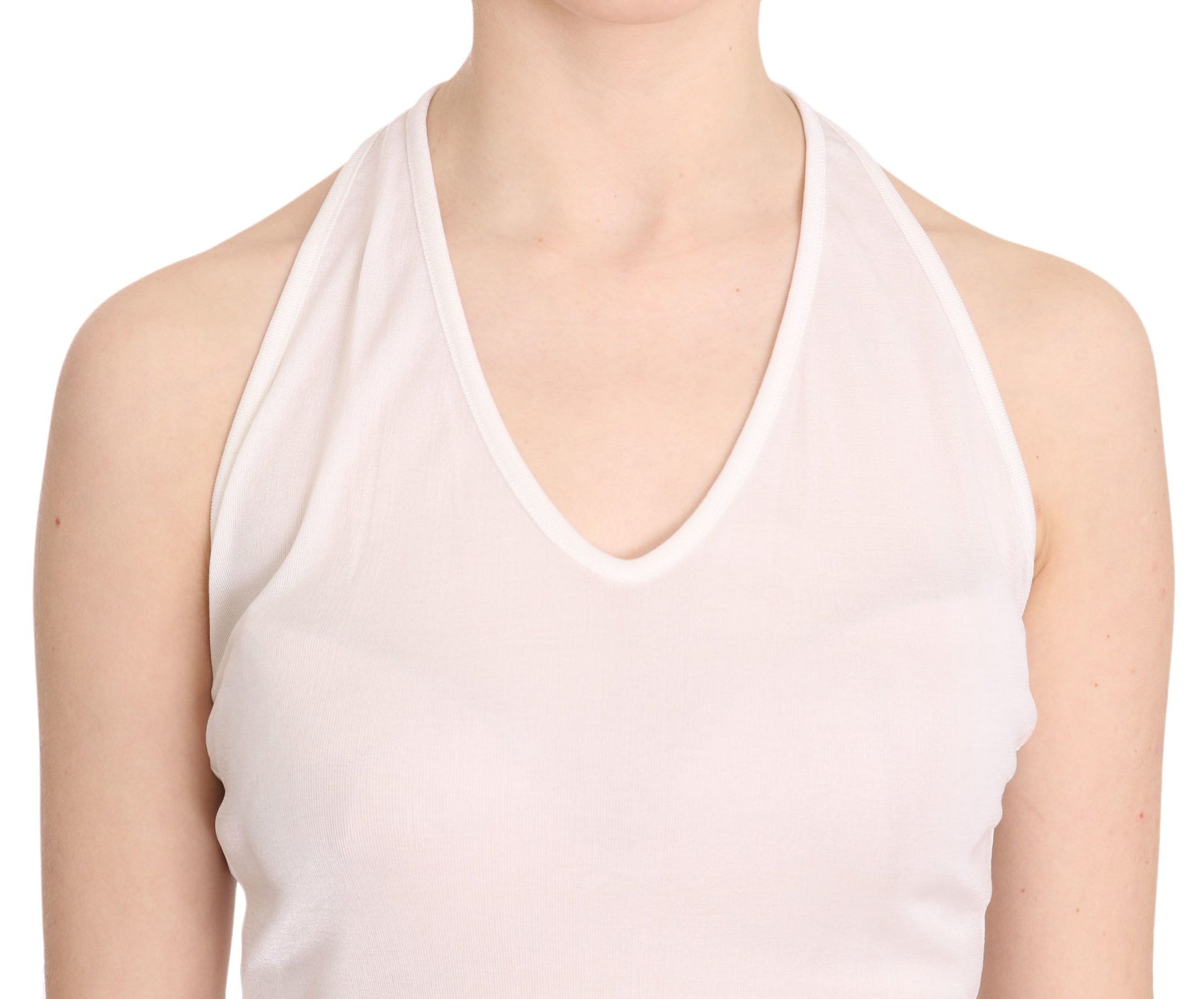 Elegantes weißes Neckholder-Tanktop für den Alltag